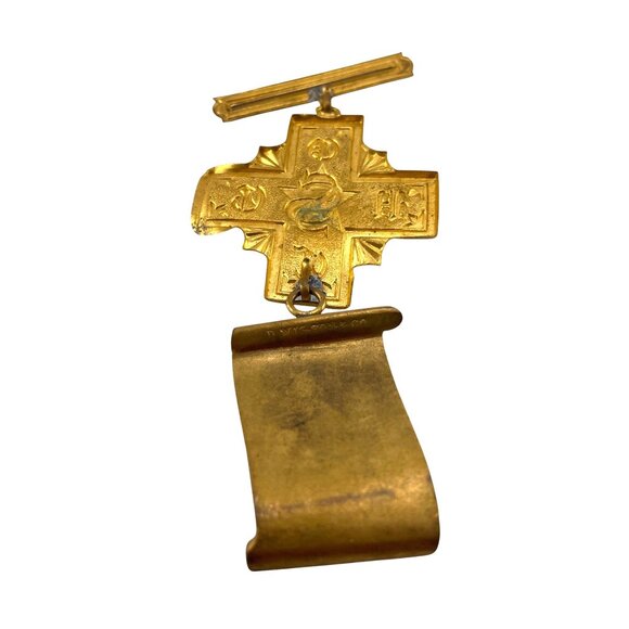 Secret Society United Order of the Golden Cross Antique Gold-tone Medal - Picture 5 of 8